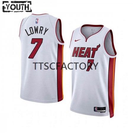 Kinder NBA Miami Heat Trikot Kyle Lowry 7 Nike 2022-23 Association Edition Weiß Swingman